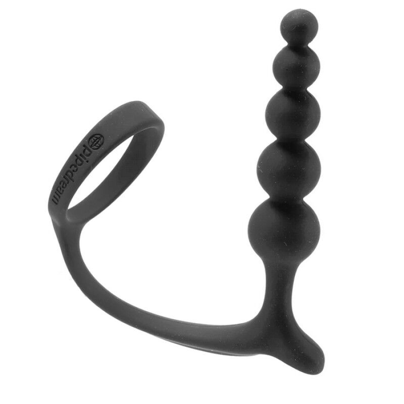 Anal Fantasy Ass-Gasm Beaded Cock Ring Plug in Black